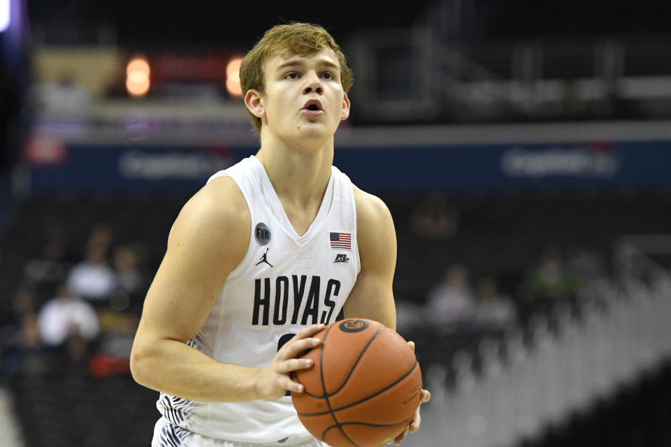 WASHINGTON, DC – DECEMBER 18: Mac McClung #2 of the Georgetown Hoyas takes a foul shot during a college basketball game against the Appalachian State Mountaineers at the Capital One Arena on December 18, 2018 in Washington, DC. (Photo by Mitchell Layton/Getty Images)