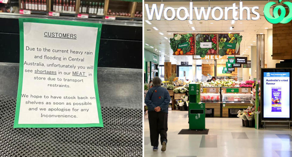 Woolworths note to customers low stock