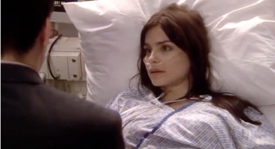 Charlotte Riley as patient Tanya Cusan in the TV series Holby City episode called ‘Someone to Watch Over Me’. (BBC)