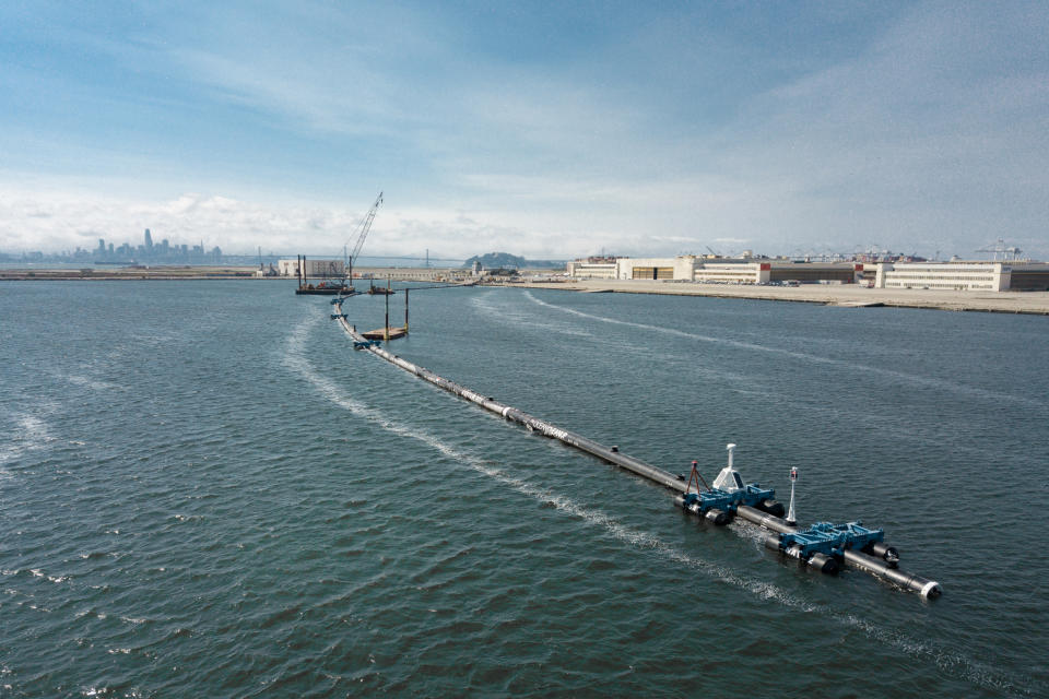 System 001 floating in the San Francisco Bay before its launch