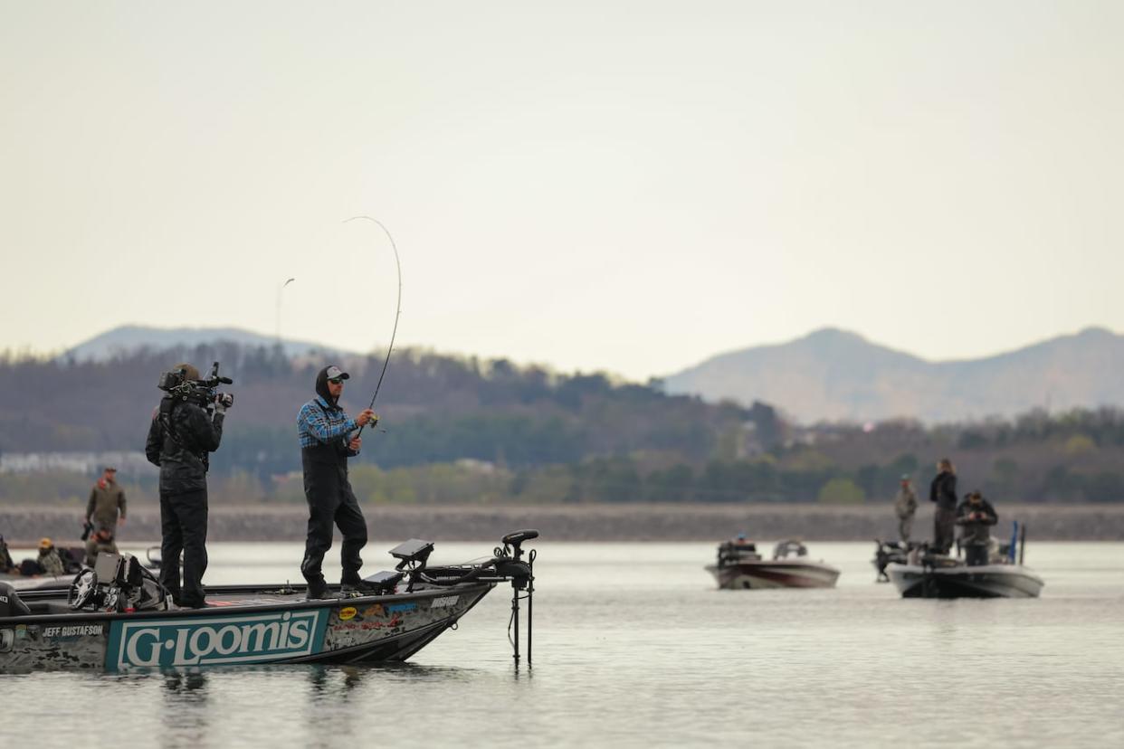 Jeff Gustafson competes in the 2023 Bassmaster Classic. While he won last year's tournament, he failed to make the cut to the final day this year.  (Seigo Saito/B.A.S.S.  - image credit)