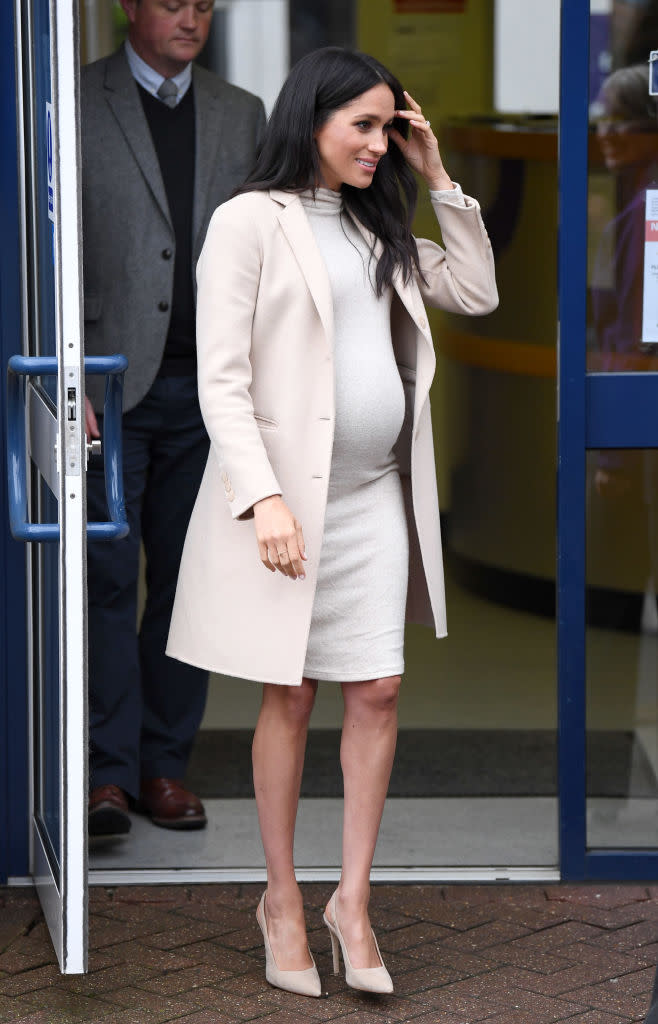 Meghan Markle leaves the Mayhew Animal Home in London on Jan. 16, 2019, after her first official visit to Mayhew in her new role as royal patron. (Photo: Karwai Tang/WireImage)