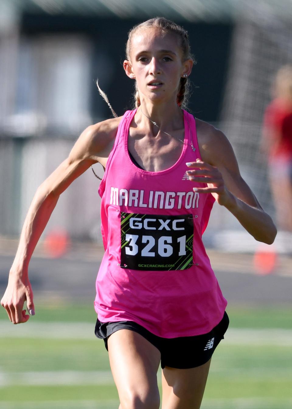 Marlington's Irelyn Johnson finishes third overall in the varsity girls race at Saturday's Stark County Cross Country Championships.