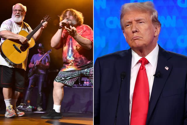 <p>Getty(2)</p> Kyle Gass and Jack Black of Tenacious D; Donald Trump