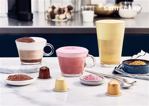 Nespresso以人氣甜點為靈感，推出「咖啡大師牛奶特調系列」三款風味咖啡（圖／品牌提供）