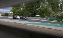 Mercedes driver Lewis Hamilton of Britain steers his car during the qualifying session for the Hungarian Formula One Grand Prix at the Hungaroring racetrack in Mogyorod, near Budapest, Hungary, Saturday, July 30, 2022. The Hungarian Formula One Grand Prix will be held on Sunday. (AP Photo/Darko Bandic)