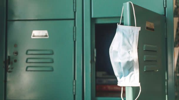 PHOTO: A masks hangs inside school on locker in this undated stock photo. (STOCK PHOTO/Getty Images)