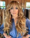 <p>J Lo turned to A-list hairstylist and her go-to man for a hair transformation, Chris Appleton, for a brand new boho look that's all about the 1970s shaggy fringe. The singer looked seriously epic with extra long golden waves and a full messy fringe to complement her groovy blue eyeshadow.</p><p><a href="https://www.instagram.com/p/CGTNeWyhe93/" rel="nofollow noopener" target="_blank" data-ylk="slk:See the original post on Instagram;elm:context_link;itc:0;sec:content-canvas" class="link ">See the original post on Instagram</a></p>