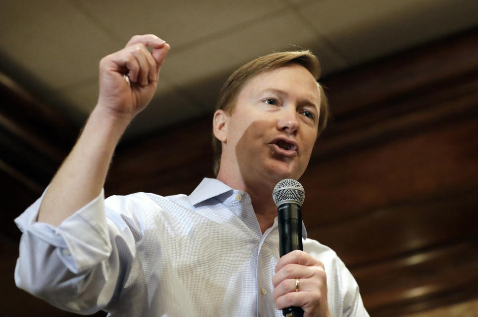 Florida Republican gubernatorial candidate Adam Putnam speaks during a campaign rally at the Columbia restaurant Monday, Aug. 27, 2018, in Tampa, Fla. Putnam is running against U.S. Rep. Ron DeSantis. (AP Photo/Chris O'Meara)