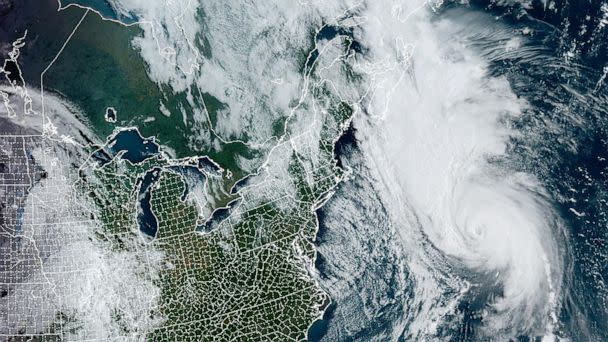 PHOTO: Hurricane Fiona advances towards Canada's Maritimes provinces in a composite image from the National Oceanic and Atmospheric Administration (NOAA) GOES-East weather satellite, Sept.23, 2022.  (NOAA Handout via Reuters)