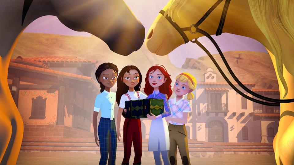 <p>The Oscar-nominated film <em>Spirit: Stallion of the Cimarron </em>inspired a number of Netflix series; the most recent is <em>Spirit Riding Free: Riding Academy</em>, following the characters as they leave their hometown and attend the tony Palomino Bluffs riding school.</p><p><a class="link " href="https://www.netflix.com/title/81054417" rel="nofollow noopener" target="_blank" data-ylk="slk:WATCH NOW;elm:context_link;itc:0;sec:content-canvas">WATCH NOW</a></p>