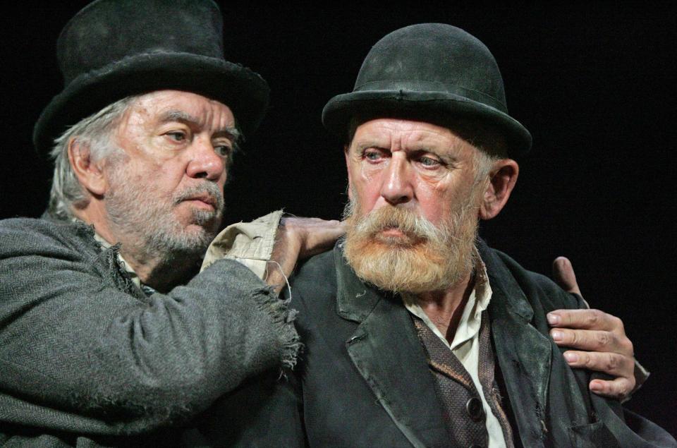 Laurenson as Vladimir with Alan Dobie as Estragon in Waiting for Godot at the Theatre Royal, Bath