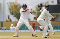 Cricket - Sri Lanka v India - First Test Match - Galle, Sri Lanka - July 28, 2017 - Sri Lanka's Dilruwan Perera plays a shot. REUTERS/Dinuka Liyanawatte