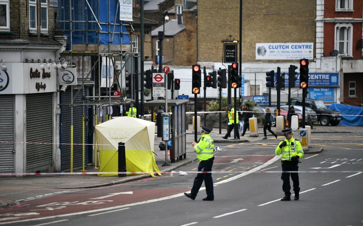  The scene where a schoolboy was stabbed to death in Tulse Hill, South London - London News Pictures Ltd