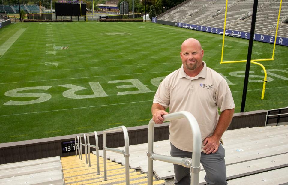 As Holy Cross’ general foreman of athletic fields, Brendon Connor is the head groundskeeper for Fitton Field.