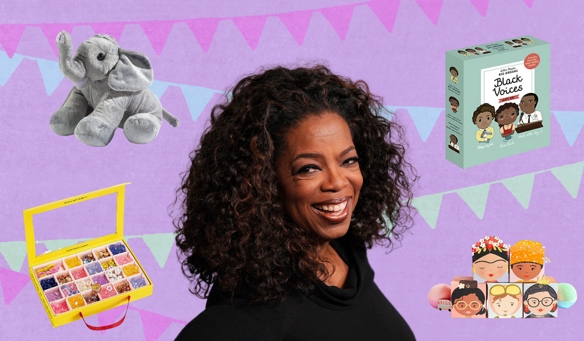 Oprah surrounded by some of her picks for kids. 