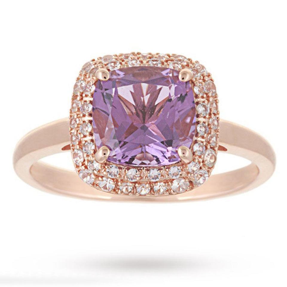 <p>Amethyst and white sapphire ring, £420, Goldsmiths</p><p><a class="link " href="https://www.goldsmiths.co.uk/Amethyst-and-White-Sapphire-Ring-in-9-Carat-Rose-Gold/p/06700093/" rel="nofollow noopener" target="_blank" data-ylk="slk:BUY NOW;elm:context_link;itc:0;sec:content-canvas">BUY NOW</a></p>