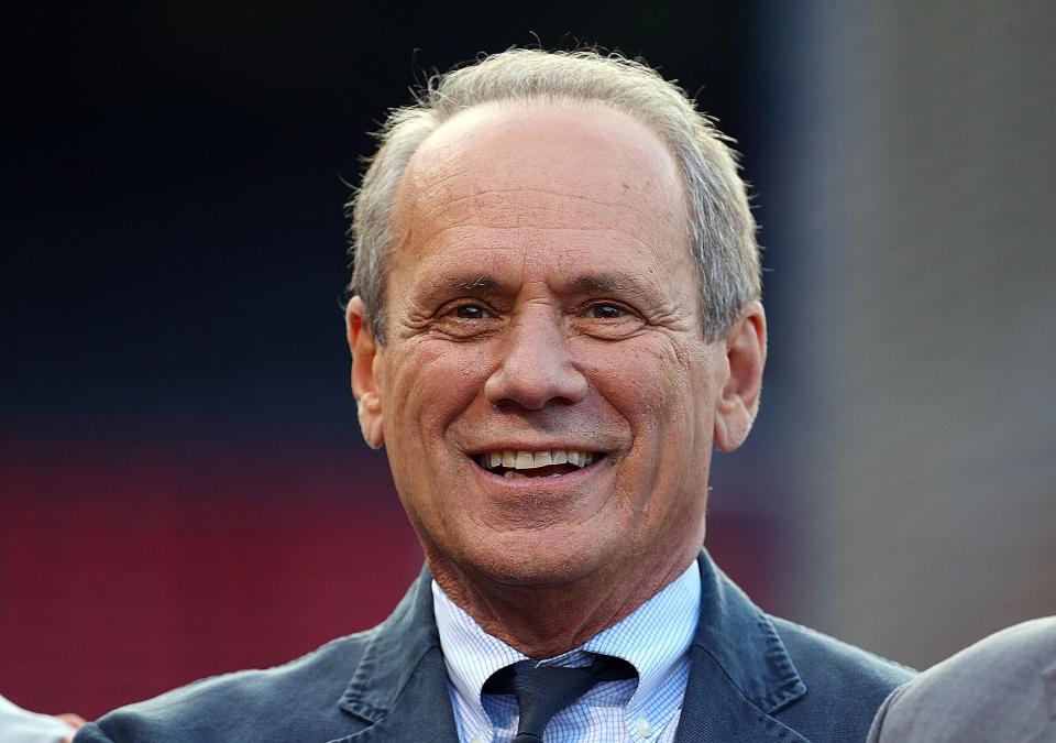 BOSTON, MA - SEPTEMBER 22:  Larry Lucchino, former president of the Boston Red Sox, smiles as he poses for a photograph before a game with the Tampa Bay Rays at Fenway Park on September 22, 2015 in Boston, Massachusetts.  (Photo by Jim Rogash/Getty Images)