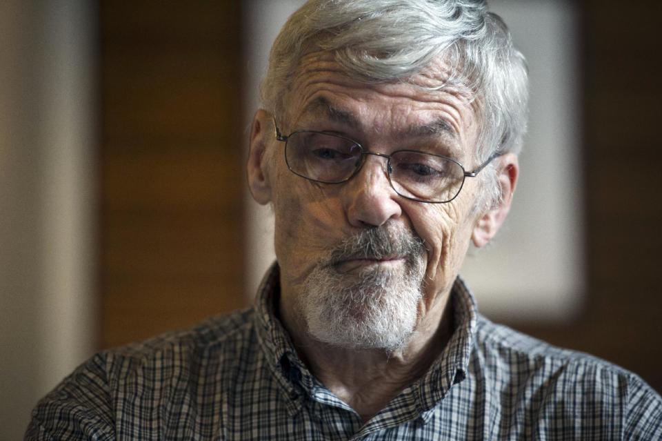 Retired physician David Hilfiker, of Washington, talks about his life with Alzheimer's at the National Press Club in Washington, Thursday, Sept. 19, 2013. Hilfiker, was diagnosed in September 2012, and has been writing about the experience of losing his mental capacity in his blog "Watching the Lights Go Out." Nearly half of all seniors who need some form of long-term care, from help at home to full-time care in a facility, have dementia, the World Alzheimer Report said Thursday. (AP Photo/Cliff Owen)