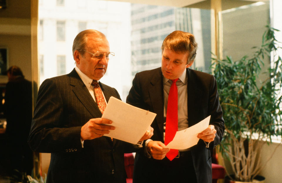 Meeting with Chrysler CEO Lee Iacocca at&nbsp;his New York City office.