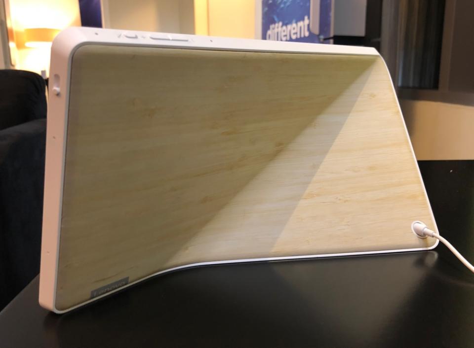 The Lenovo Smart Display comes in 8-inch and 10-inch versions. The 10-inch, seen here, gets a beautiful bamboo back.