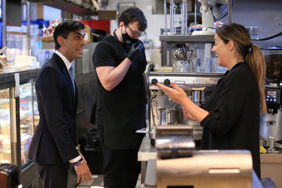 The Chancellor conducted his broadcast interviews in Bury market on Thursday (Lindsey Parnaby/PA) (PA Wire)