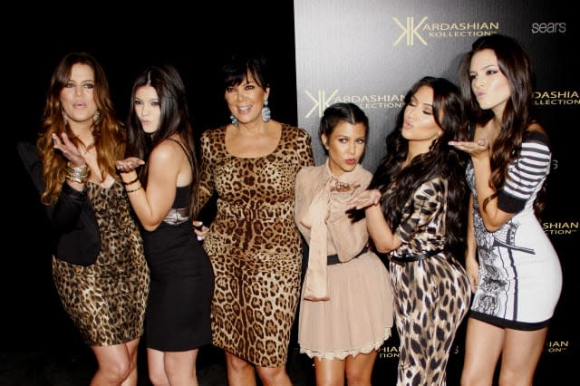 HOLLYWOOD, CALIFORNIA - Wednesday August 17, 2011. The Kardashians at the Kardashian Kollection Launch Party held at the Colony,