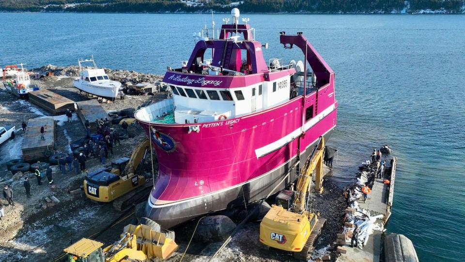 The Petten's Legacy was launched early Monday morning in Harbour Grace and is likely the largest and most expensive vessel ever built at a Newfoundland and Labrador shipyard for use in the modern inshore fishing fleet. The vessel is owned by the Petten family of Port de Grave, and her name is a tribute to the late Dwight Petten, who died a year ago.