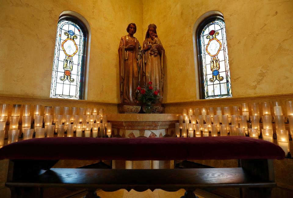 These holy family statues inside St. Paul the Apostle Parish in Westerville are 70-years-old and originally come from Blessed Sacrament in Cleveland. The 13th bishop of Columbus, the Rev. Earl K. Fernandes, will be installed and ordained bishop in this church on Tuesday.