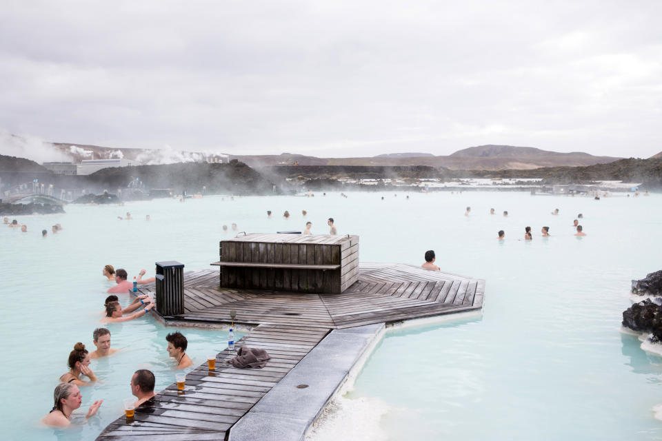 People soaking in the Blue Lagoon