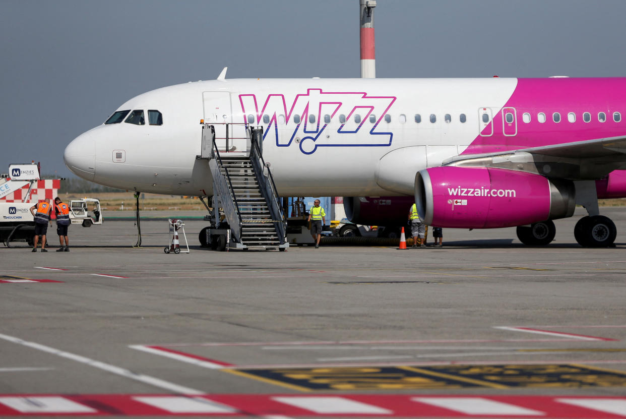 Wizz Air's aircraft is parked on the tarmac at Ferenc Liszt International Airport in Budapest, Hungary, August 18, 2022. REUTERS/Bernadett Szabo