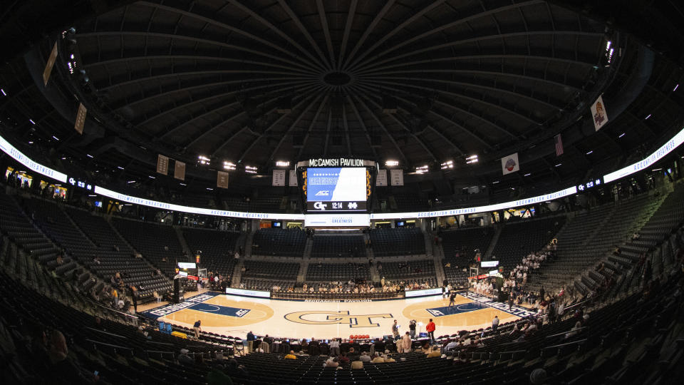 McCamish Pavilion is viewed before an NCAA college basketball game between Georgia Tech and Mississippi State, Tuesday, Nov. 28, 2023, in Atlanta. (AP Photo/Hakim Wright Sr.)