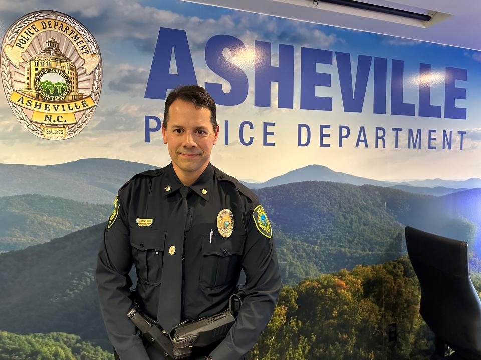 Interim Chief Michael Lamb in the Asheville Police Department's conference room on Dec. 19, 2023.