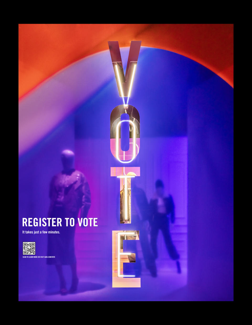 
Saks is encouraging flagship visitors to register to vote. 