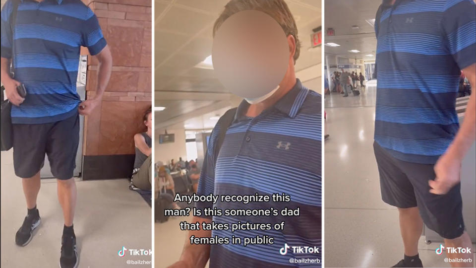 The man tried to brush off the situation, but the women made sure he deleted the photos. Source: TikTok/bailzherb