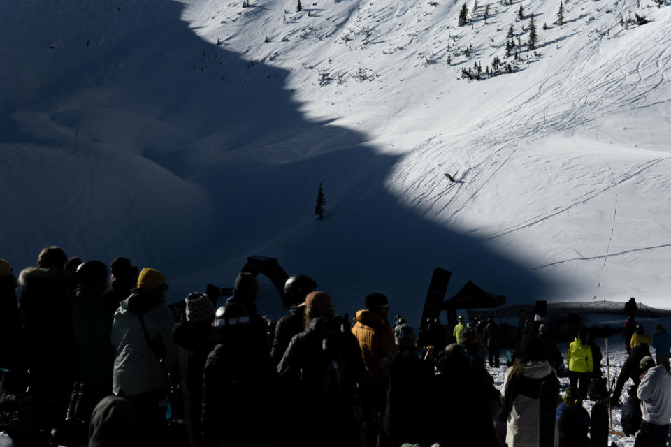 Careening into the finish corral as the crowd watches on.<p>Photo: Ian Greenwood</p>