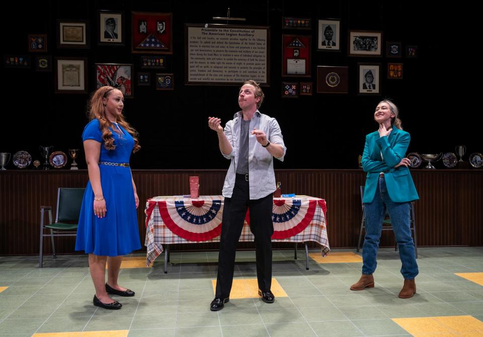 Maya O'Day-Biddle, William Mobley and Jessie Fisher perform in "What the Constitution Means to Me," staged by Milwaukee Repertory Theater.
