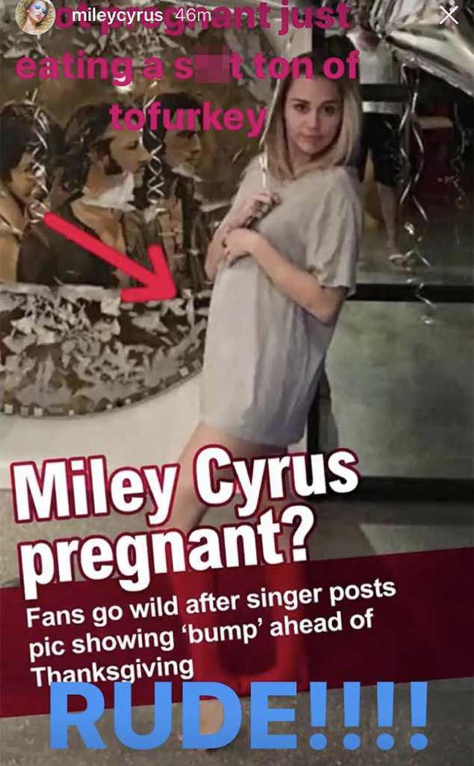 Don't listen: Miley Cyrus says she is not pregnant (Twitter/ Miley Cyrus)