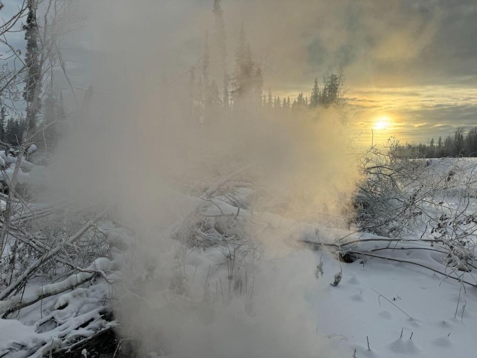 A fire smoulders underground near Fort Nelson, B.C.  