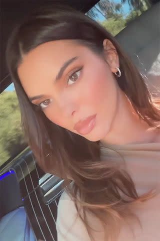 <p>Kendall Jenner/Instagram</p> The model showed off her look in the car in a video on her Instagram Story