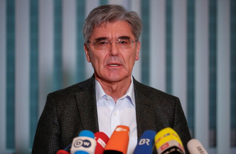 Siemens CEO Joe Kaeser attends a news conference after talks with climate activists in Berlin