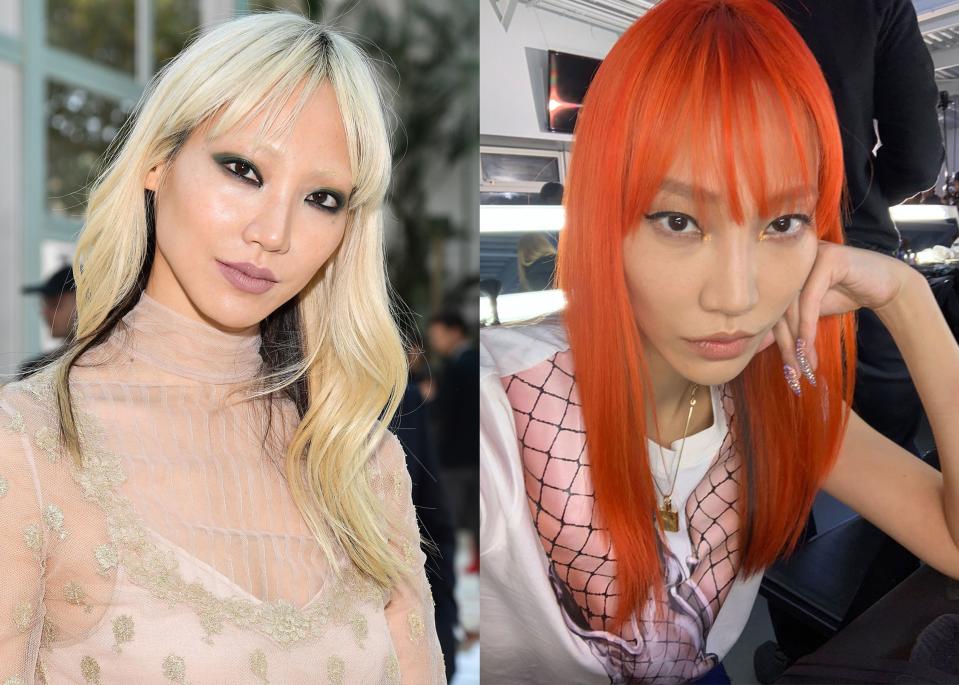 The top model ditched her platinum blonde hair color for a neon orange shade that boldly recalled The Fifth Element.