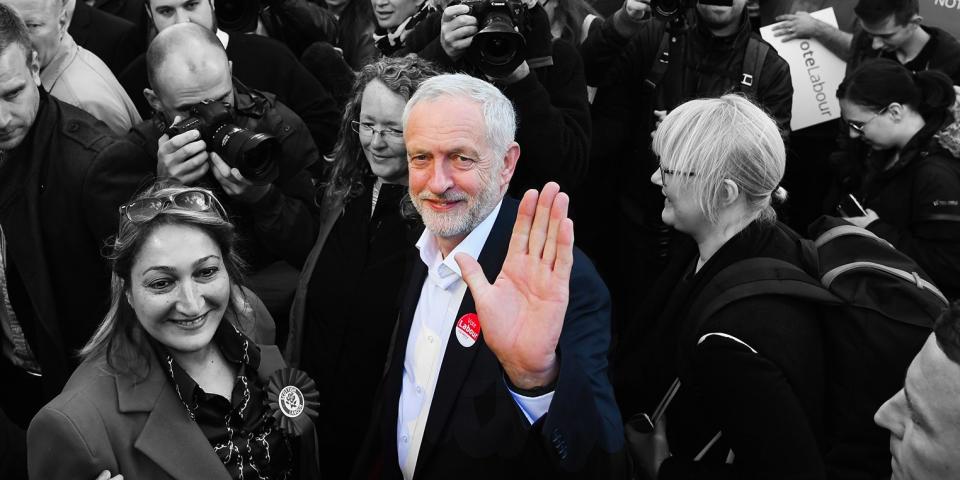 jeff j mitchell corbyn bw getty ge2017 ge2017ps jeremy corbyn happy win labour