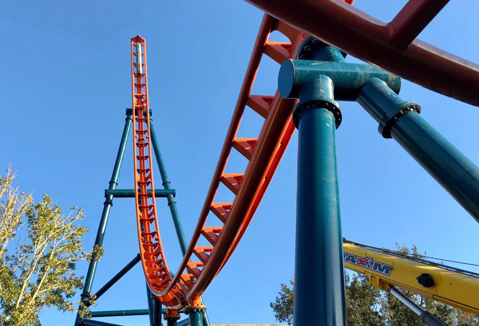 SeaWorld Orlando recently topped off the 93-foot tall spike that will be among the highlights of Ice Breaker, a multi-launch coaster coming in 2020.