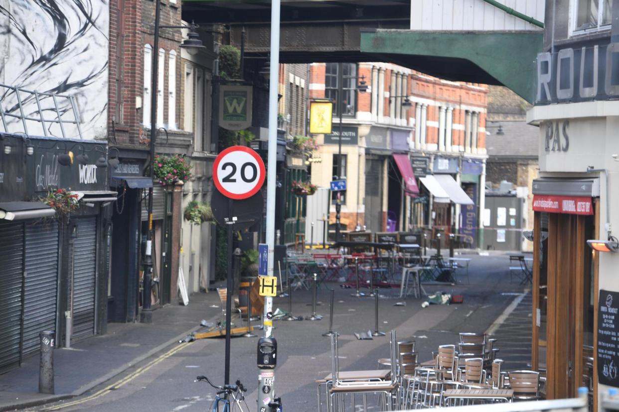 Aftermath: One of the first pictures of Borough Market after the terror attack on June 3: Jeremy Selwyn