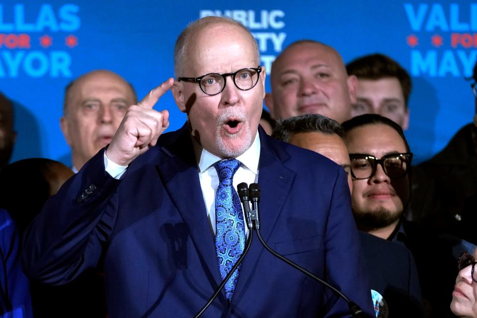 Chicago mayoral candidate Paul Vallas speaks at his election night event in Chicago, Tuesday, Feb. 28, 2023.