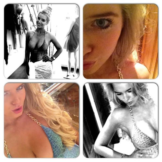 Sexy Helen Flanagan pics: So many boobs in one picture. Helen goes bikini shopping. [Twitter]