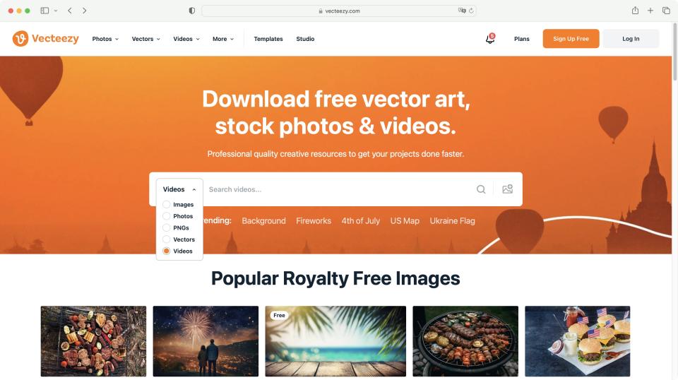 Vecteezy's free stock photo site during our test and review process