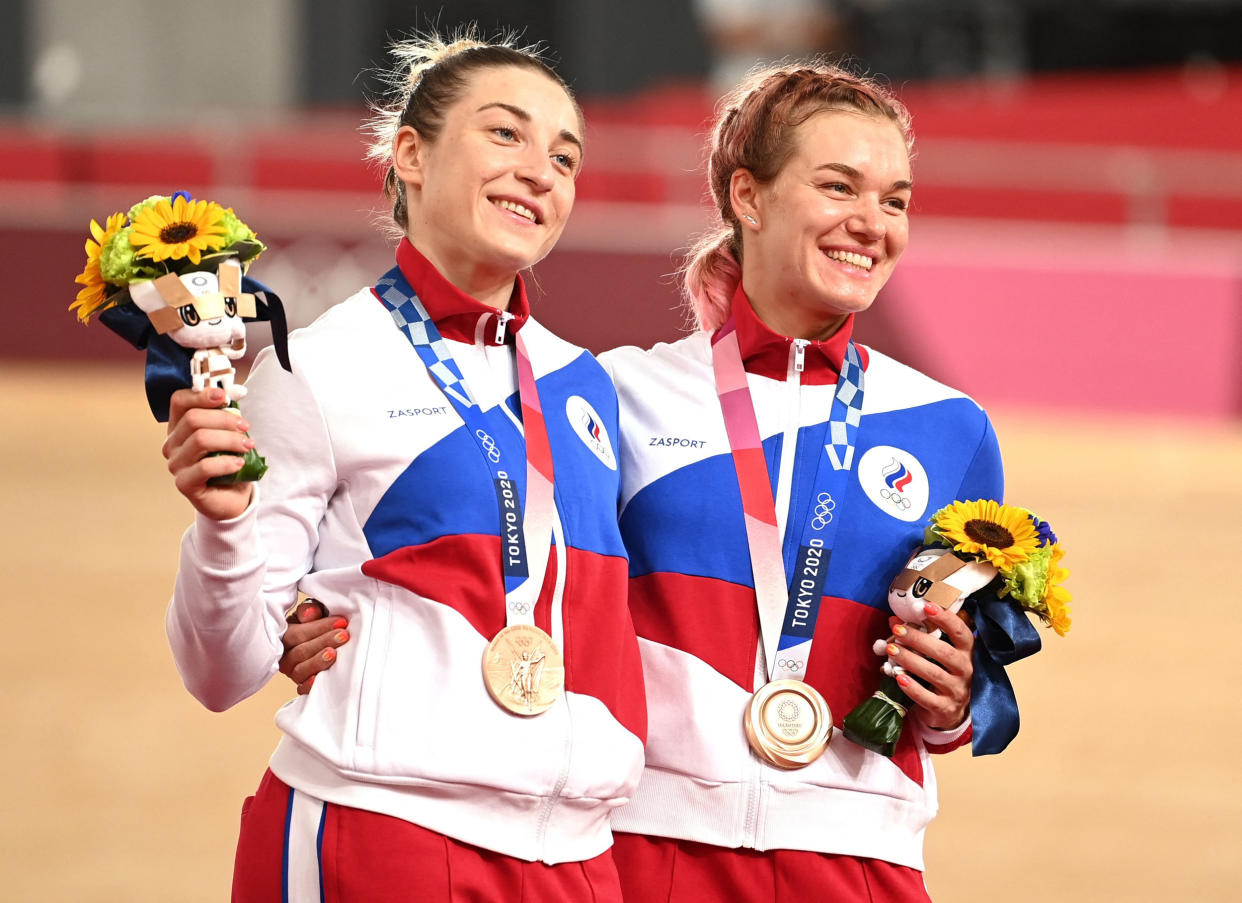 Image: Russia's Daria Shmeleva and Anastasiia Voinova (Peter Parks / AFP - Getty Images)