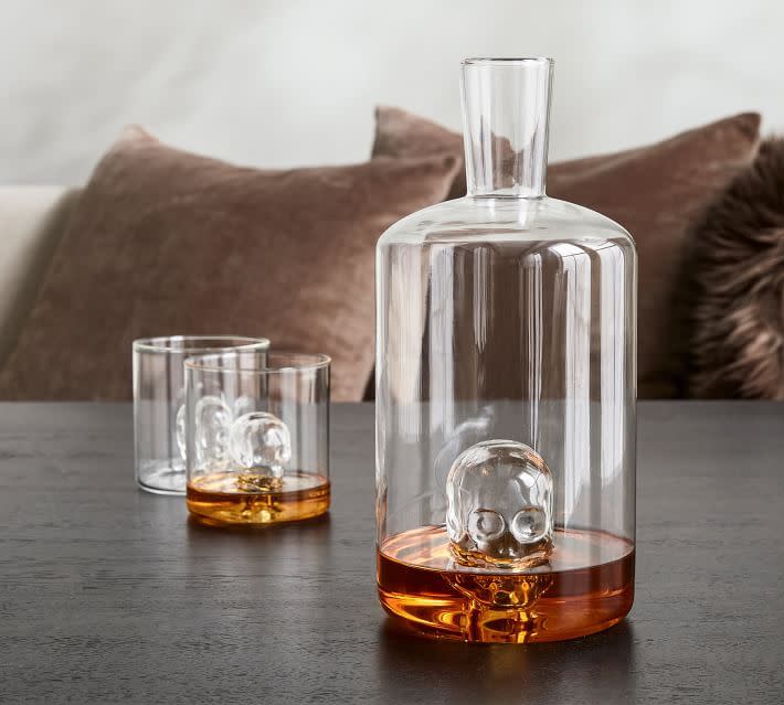 2) Glass Skull Liquor Decanter